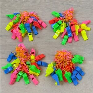 100 Colorful Plastic Whistles